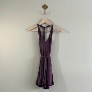 Abercrombie & Fitch Halter Romper Small | Elastic Waist Tie Belt Purple